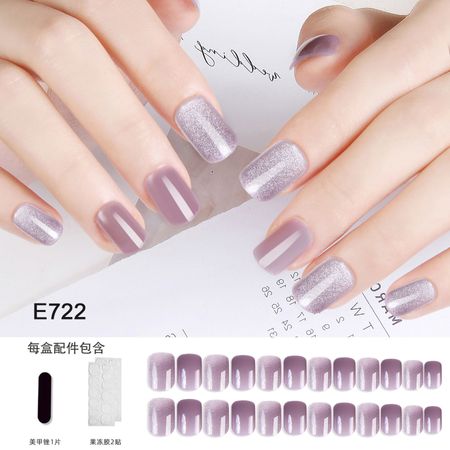 Cat eye fake nails short glitter